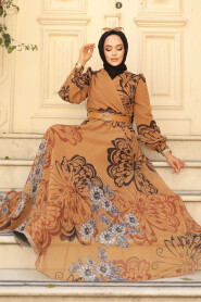 Mustard Hijab Dress 3463HR - 2