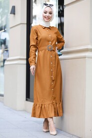 Mustard Hijab Dress 456HR - 1