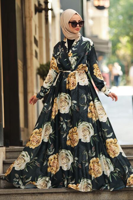 Mustard Hijab Dress 53490HR - NEVA STYLE