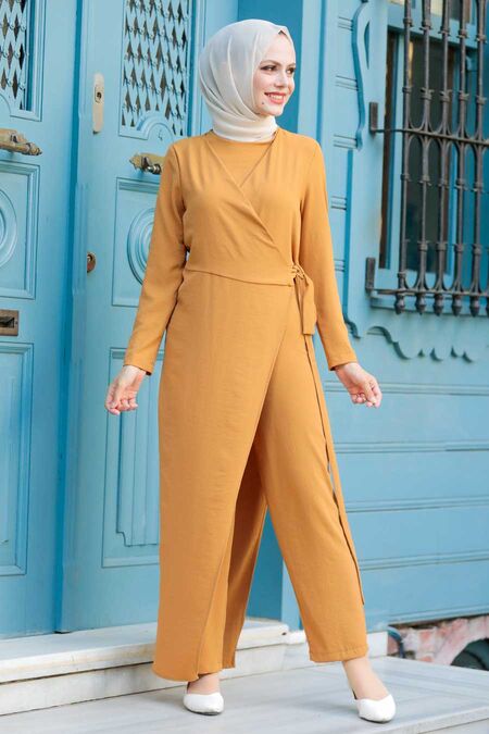 Mustard Hijab Overalls 91080HR - NEVA STYLE