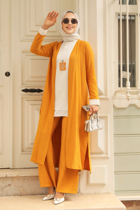 Mustard Hijab Triple Suit 5223HR - NEVA STYLE