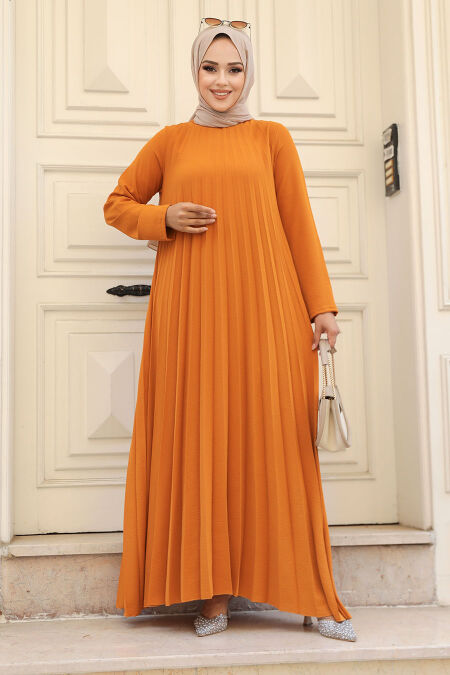 Mustard Muslim Long Dress Style 76840HR - NEVA STYLE