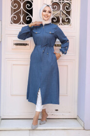 Navy Blue Blue Modest Tunic 645KM - 1