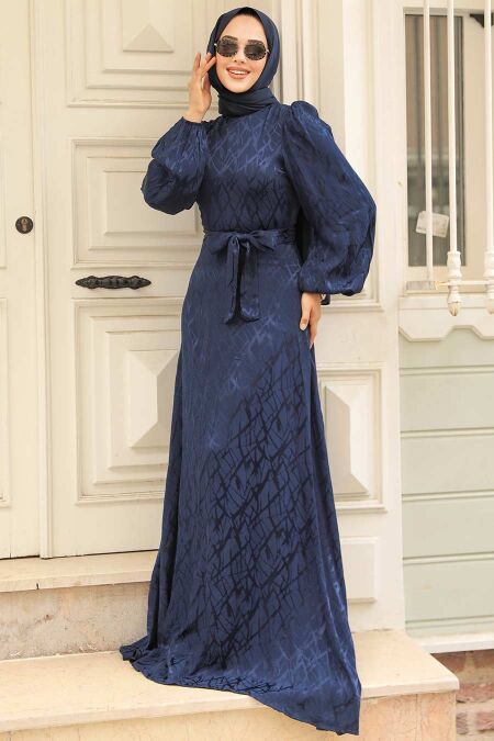 Navy Blue Elegant Evening Gown 23272L - NEVA STYLE