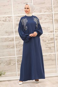 Navy Blue Hijab Abaya 3221L - 1