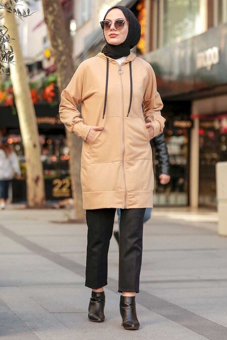 Biscuit Hijab Coat 32450BS - NEVA STYLE