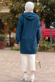 Navy Blue Hijab Coat 32450L - 4