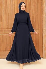 Navy Blue Hijab Dress 20550L - NEVA STYLE