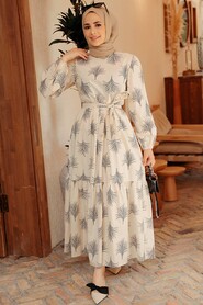 Navy Blue Hijab Dress 22141L - 1
