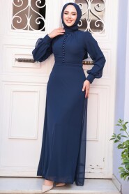 Navy Blue Hijab Dress 2703L - 2