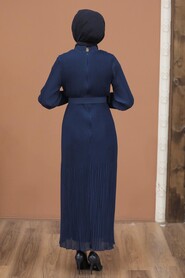 Navy Blue Hijab Dress 2751L - 2