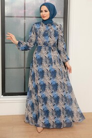 Navy Blue Hijab Dress 279076L - NEVA STYLE