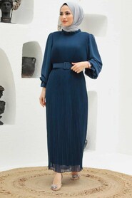 Navy Blue Hijab Dress 3343L - 2