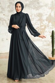 Navy Blue Hijab Dress 5796L - NEVA STYLE