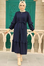 Navy Blue Hijab Dress 5812L - 1