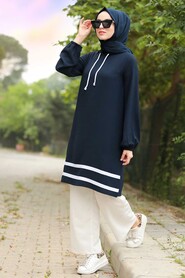 Navy Blue Hijab Dual Suit Dress 10212L - 1