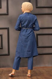 Navy Blue Hijab Dual Suit Dress 543L - 3