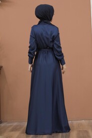 Navy Blue Hijab Evening Dress 1418L - 2