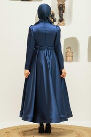  Luxury Navy Blue Islamic Wedding Dress 22260L - 4