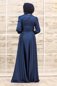  Stylish Navy Blue Modest Wedding Dress 2511L - 2