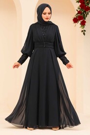  Long Navy Blue Muslim Bridesmaid Dress 25810L - 1