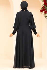  Long Navy Blue Muslim Bridesmaid Dress 25810L - 2