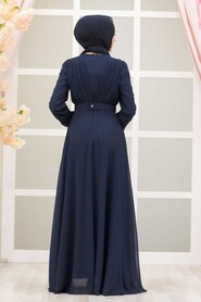  Modern Navy Blue Hijab Evening Dress 27690L - 2