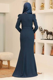  Modern Navy Blue Hijab Prom Dress 3231L - 3