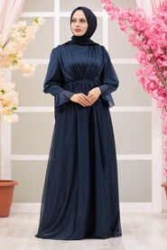  Navy Blue Turkish Hijab Bridesmaid Dress 5367L - 1