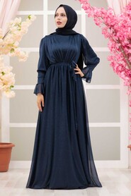  Navy Blue Turkish Hijab Bridesmaid Dress 5367L - 2