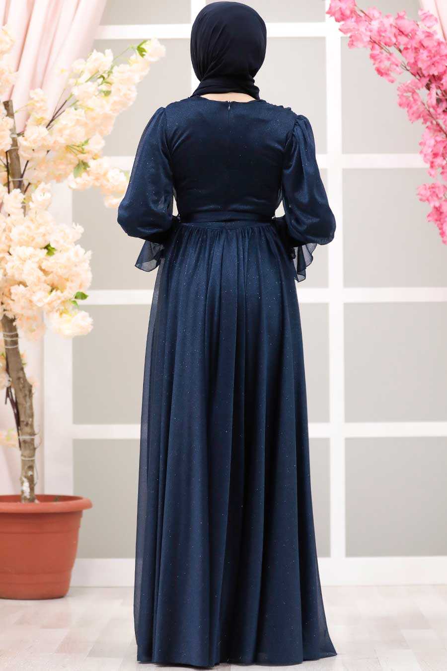 Papatya fashion Navy blue Hijab Dress, Wedding Hijab Dress, Evening Dress, Muslim Woman Dress,Turkey,hijab wedding wear,Elegance