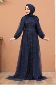  Stylish Navy Blue Islamic Prom Dress 55190L - 2