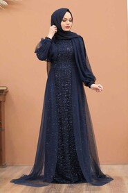  Stylish Navy Blue Islamic Prom Dress 55190L - 1