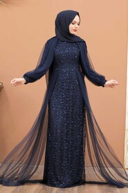  Stylish Navy Blue Islamic Prom Dress 55190L - 3