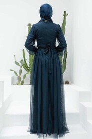  Long Sleeve Navy Blue Modest Evening Gown 5632L - 2