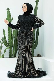  Luxorious Black Muslim Evening Gown 820S - 1