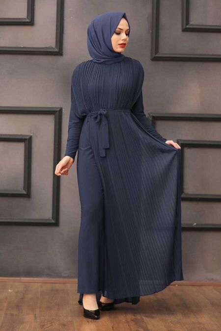 Navy Blue Hijab Overalls 30120L - NEVA STYLE