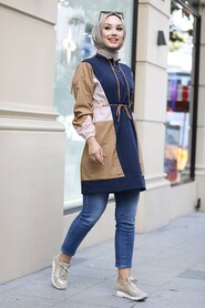 Navy Blue Hijab Raincoat Tunic 5381L - 1