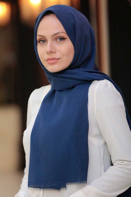 Navy Blue Hijab Shawl 4511L - NEVA STYLE