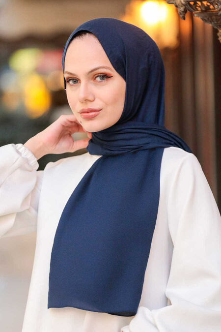 Navy Blue Hijab Shawl 5077L - NEVA STYLE