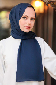 Navy Blue Hijab Shawl 5077L - 1