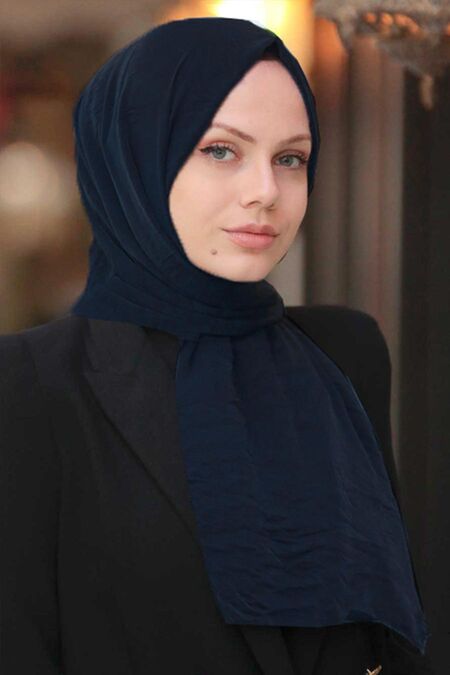 Navy Blue Hijab Shawl 5099L - NEVA STYLE