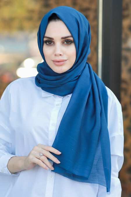 Navy Blue Hijab Shawl 7548L - NEVA STYLE