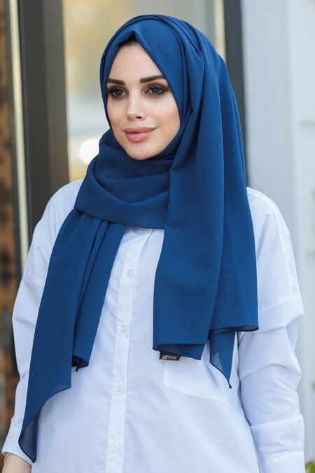 Navy Blue Hijab Shawl 7550L - NEVA STYLE