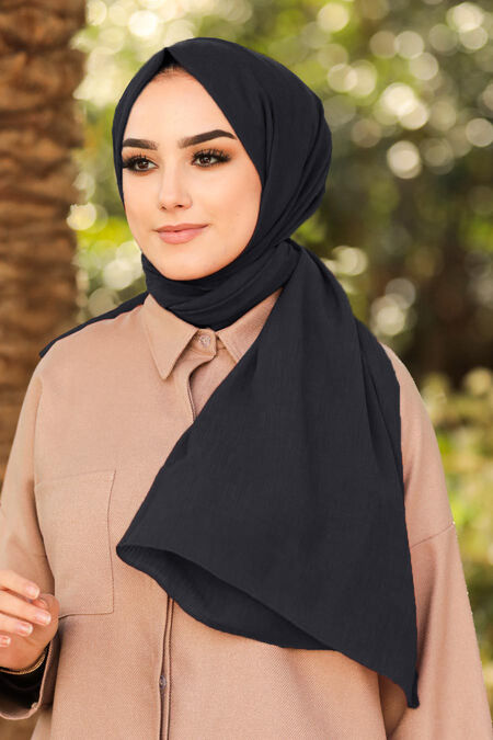 Navy Blue Hijab Shawl 7563L - NEVA STYLE