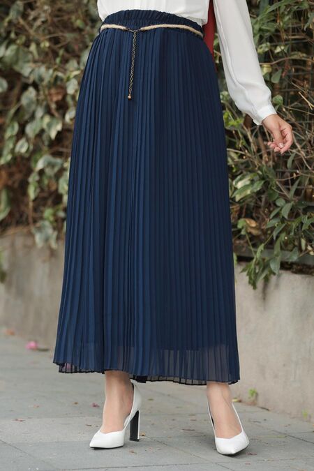 Navy Blue Hijab Skirt 1819L - NEVA STYLE