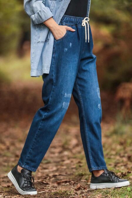 Navy Blue Hijab Trousers 10710L - NEVA STYLE