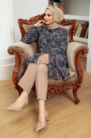 Navy Blue Hijab Tunic 11522L - 2