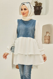 Navy Blue Hijab Tunic 221128L - 4