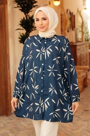 Navy Blue Hijab Tunic 34240L - 1